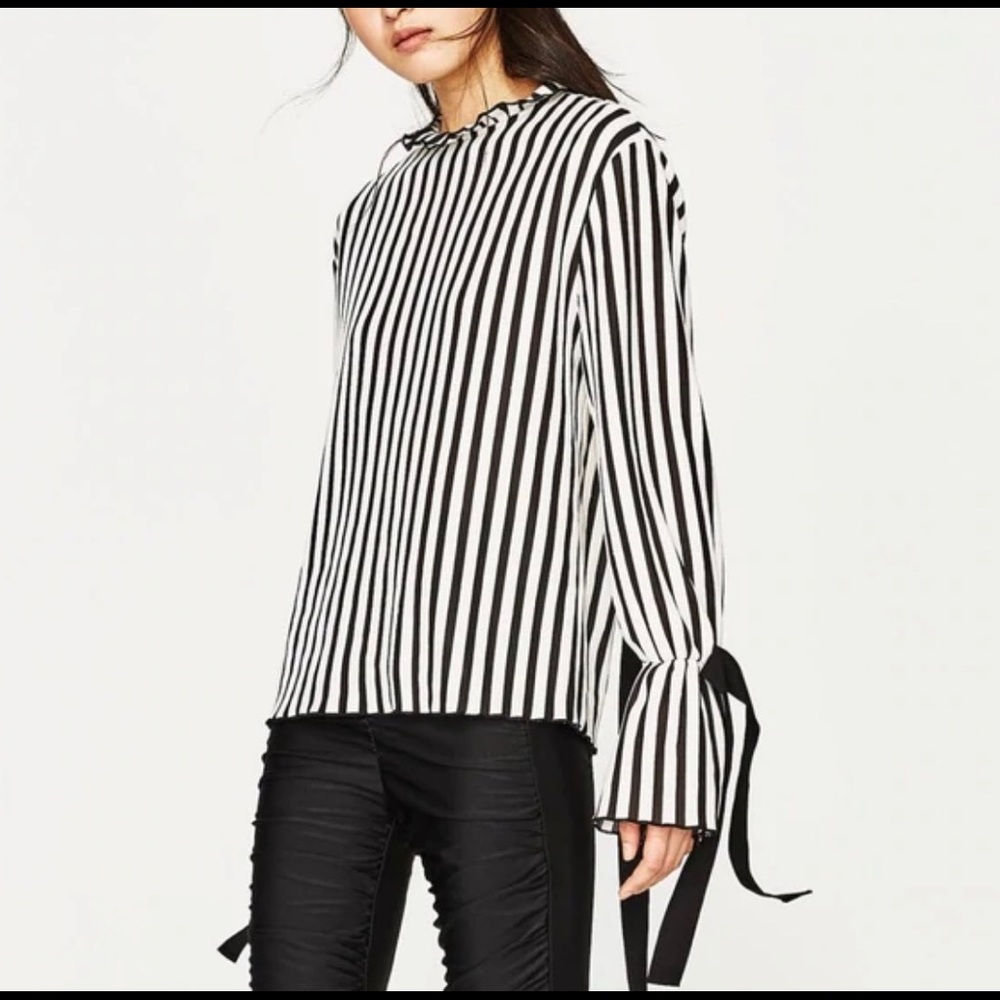 Zara High Collar Open Back Blouse